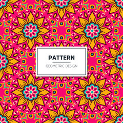 Ethnic floral seamless pattern with mandalas