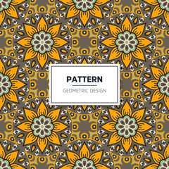 Ethnic floral seamless pattern with mandalas