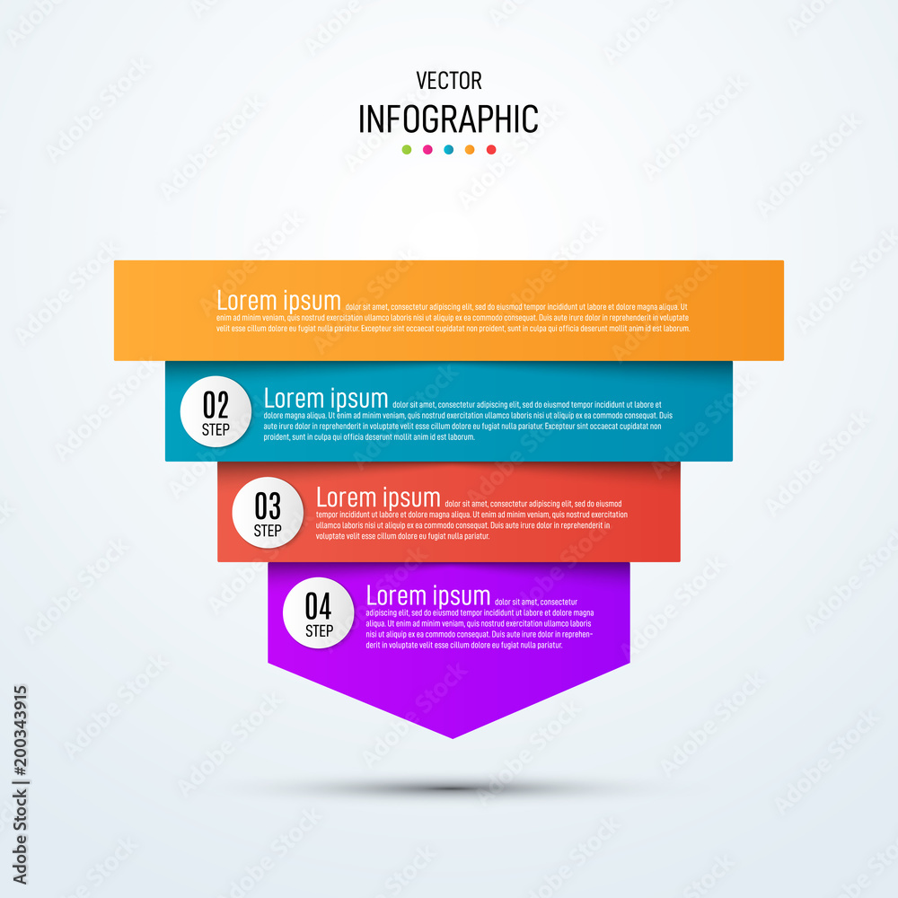 Poster Abstract vector infographics. Business data visualization. Template for presentation. Sales funnel 3d illustration.