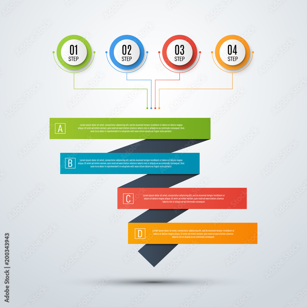 Poster Abstract vector infographics. Business data visualization. Template for presentation. Sales funnel 3d illustration.
