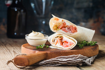 fresh tortilla wrap with salmon