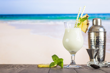 Cold pina colada cocktail
