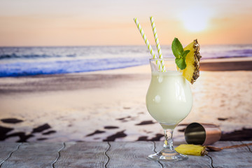Cold pina colada cocktail