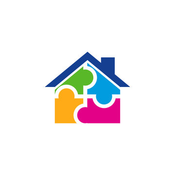 House Puzzle Logo Icon Design