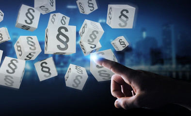 Businessman using 3D rendering law cubes