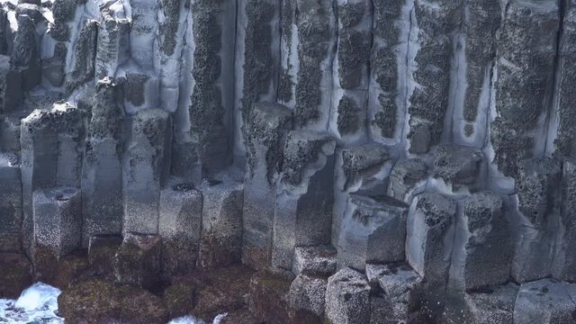 Daepo Jusangjeolli at Jungmun in Jeju, Korea. Jusangjeolli is a cliff made of basaltic columnar jointings at Jisatgae coast and one of the most famous attractions in Jeju.