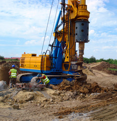 Drilling machinery on the construction site