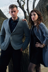 Beautiful and fashion looking couple in the city 