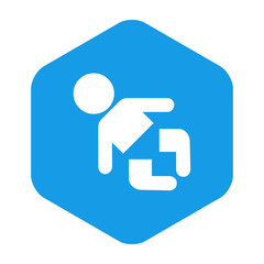 Icono plano bebé en hexágono color azul
