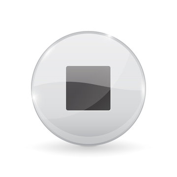 Stop button. Glass shiny 3d icon