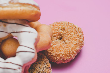 Donut on pink background.