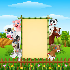 Animals farm with blank sign at hills