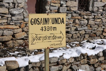 Directional sign in Gosainkunda, Nepal.