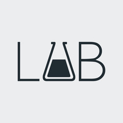 Tipografia LAB con probeta en fondo gris