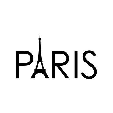 Tipografia PARIS con torre Eiffel en color negro
