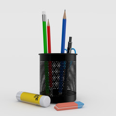 Pot à crayons sur fond clair