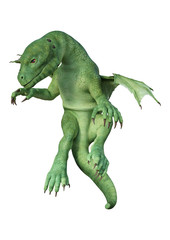 3D Rendering Fantasy Hatchling Dragon on White