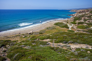 Fototapeta na wymiar Coast of Mediterranean sea in Cuprus