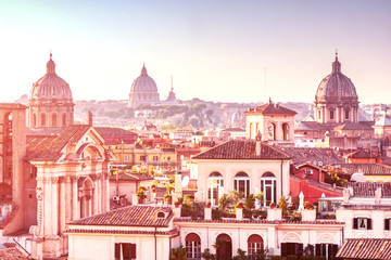 Rome, Italy, roofs of houses - obrazy, fototapety, plakaty