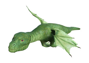 Fototapeta premium 3D Rendering Fantasy Hatchling Dragon on White