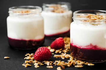 delicious and healthy homemade yogurt with jam