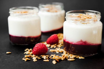 delicious and healthy homemade yogurt with jam