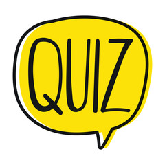 Quiz. Vector hand drawn speech bubble, lettering illustration on white background.