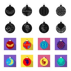 New Year Toys black,flet icons in set collection for design.Christmas balls for a treevector symbol stock web illustration. © pandavector