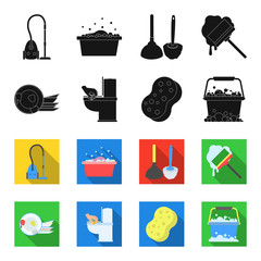 Cleaning and maid black,flet icons in set collection for design. Equipment for cleaning vector symbol stock web illustration. © pandavector