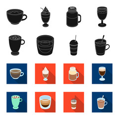 Ristretto, hot chocolate, latte take-away.Different types of coffee set collection icons in black,flet style vector symbol stock illustration web. © pandavector