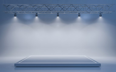 Spotlight background and lamp with stage. 3d rendering - obrazy, fototapety, plakaty