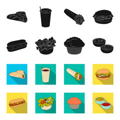 Food, rest, refreshments, and other web icon in black,flet style.Cake, biscuit, cream, icons in set collection. © pandavector