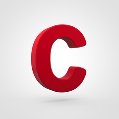 Plastic red letter C uppercase isolated on white background.