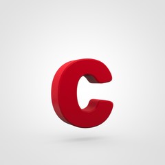 Plastic red letter C lowercase isolated on white background.