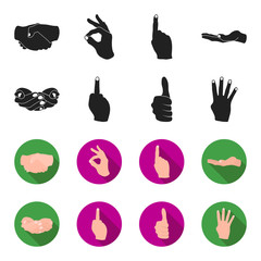 Palms together, big up, nameless. Hand gestures set collection icons in black,flet style vector symbol stock illustration web. © pandavector