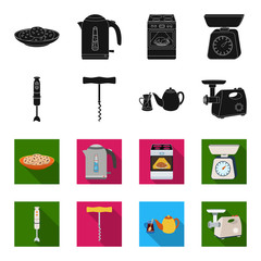 Kitchen equipment black,flet icons in set collection for design. Kitchen and accessories vector symbol stock web illustration. © pandavector