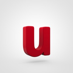 Plastic red letter U lowercase isolated on white background.