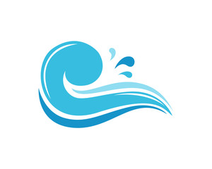 Blue Water Abstract Wave Icon Logo