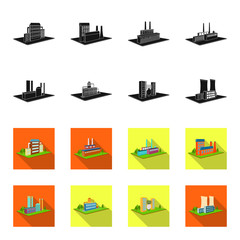 Processing factory,metallurgical plant. Factory and industry set collection icons in black,flet style isometric vector symbol stock illustration web. © pandavector