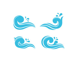Set of Blue Water Abstract Wave Icon splash Logo 