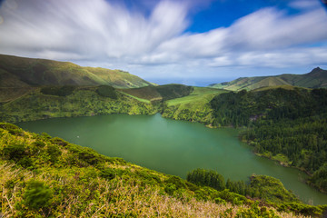 Fototapeta na wymiar Lagoon Funda at Flores Islands, Azores