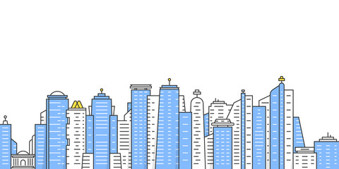 Obraz premium colored thin line city panoramic view