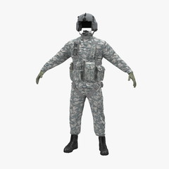 US Military Pilot Uniform on white. 3D illustration
