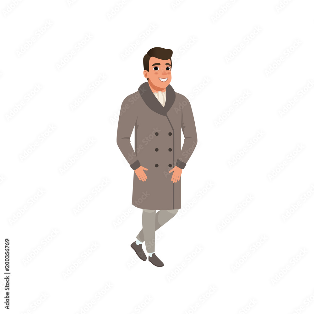 Wall mural Cheerful elegant young man in fashion clothes vector Illustration on a white background