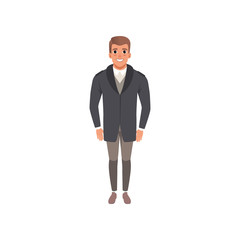 Handsome young man in elegant suit vector Illustration on a white background