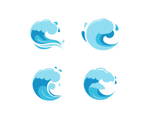 Set of Abstract blue flowing Wave Icon Logo Circle symbol
