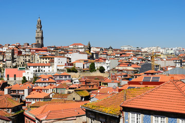 Traditional roofs of Portuguese cities. Clay tiles are widely used throughout Portugal.