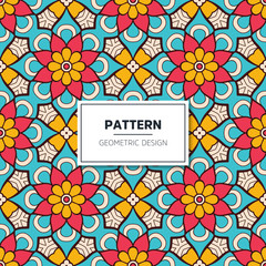 Ethnic floral seamless pattern with mandalas