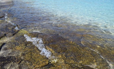  Sea wave. Sea foam. Seashore. Gokova. Marmaris. Turkey	