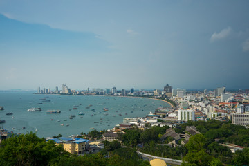 PATTAYA, THAILAND - May 6 : The building and skyscrapers in day time on May 6, 2017 in Pattaya,Thailand.Pattaya city is famous about sea sport and night life entertainment